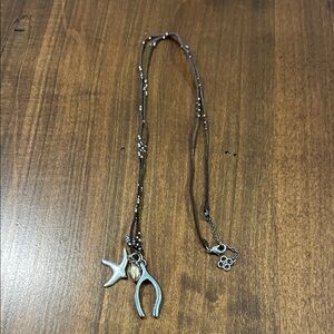 Kendra Scott Brown Necklace with Silver Charms